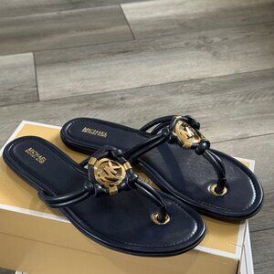 Michael Kors blue leather Kinley thong sandal